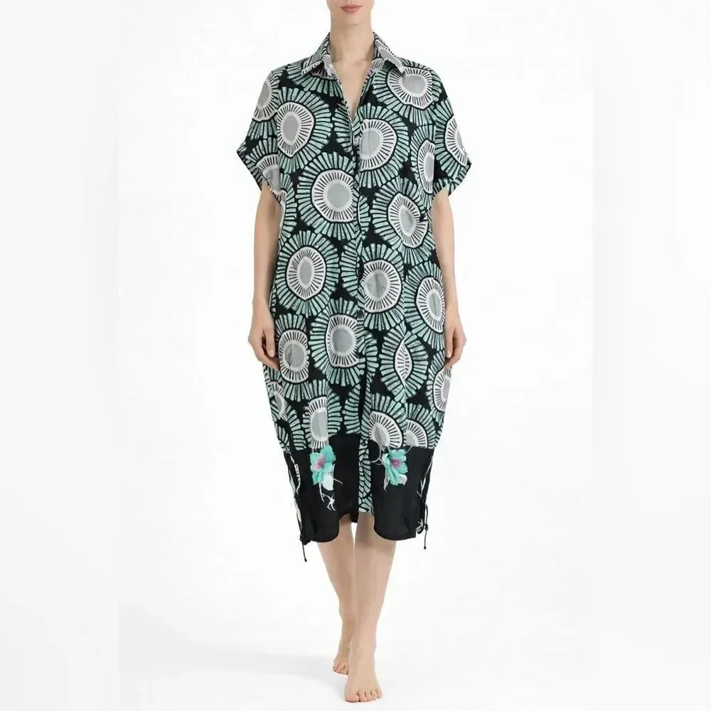 NU* New York by Anthropologie ethnic boho print vacation oversize dress pockets